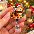 Badge Reel Orange Cat Christmas Design for ID Cards, Holiday Gift for ...