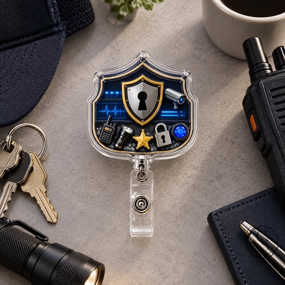 Badge Reel Shield Graphic ID Holder for Security Professionals