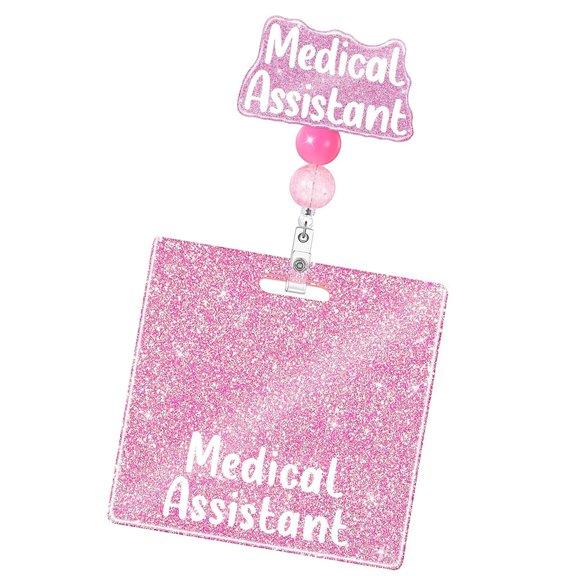 Badge Reels Retractable Name Card Holder Glittering Badge Holder Nurse Badges Cards Gift for Doctor