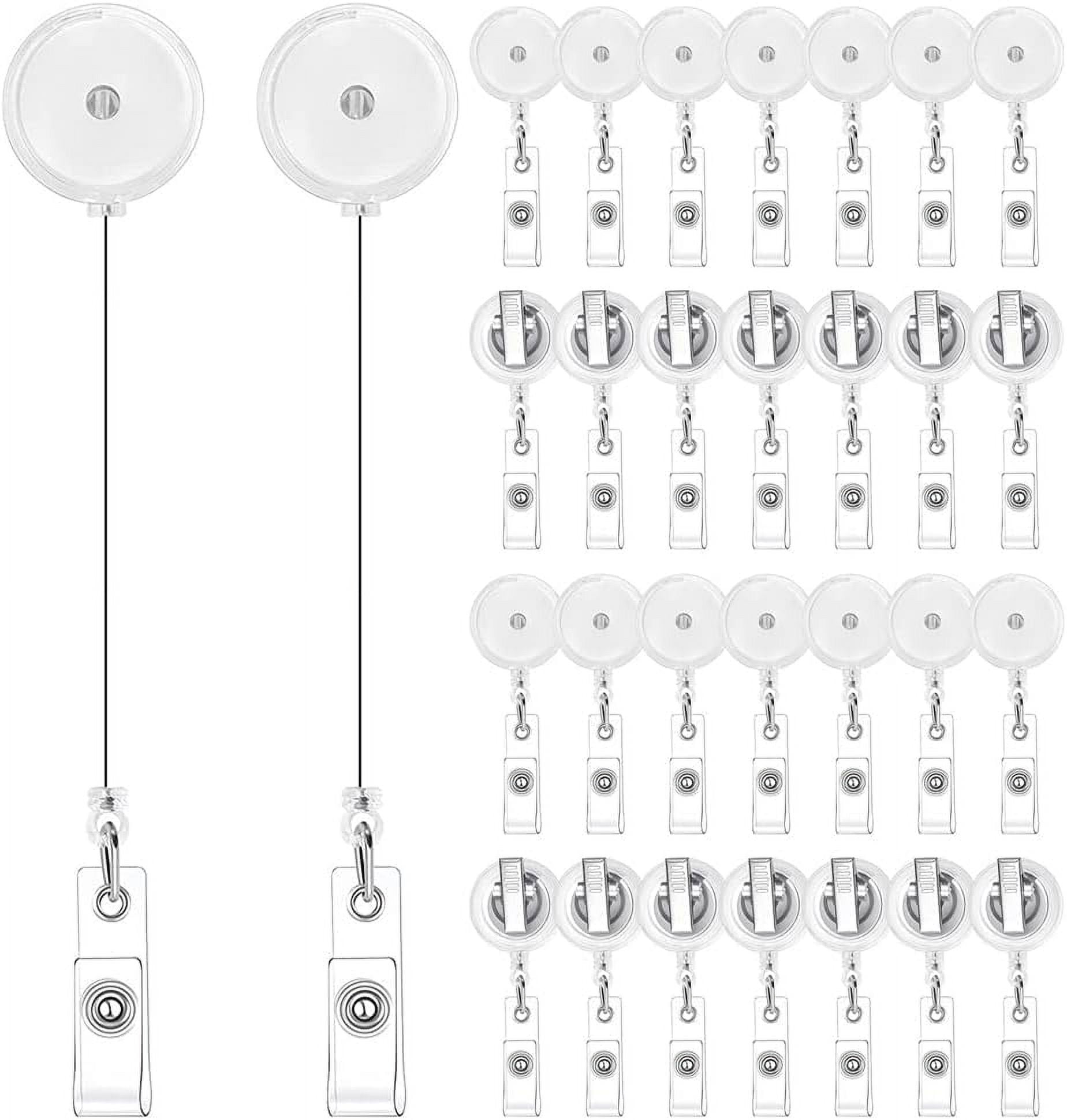 Badge Reels Retractable White Badge Reel Clips Translucent Clear with