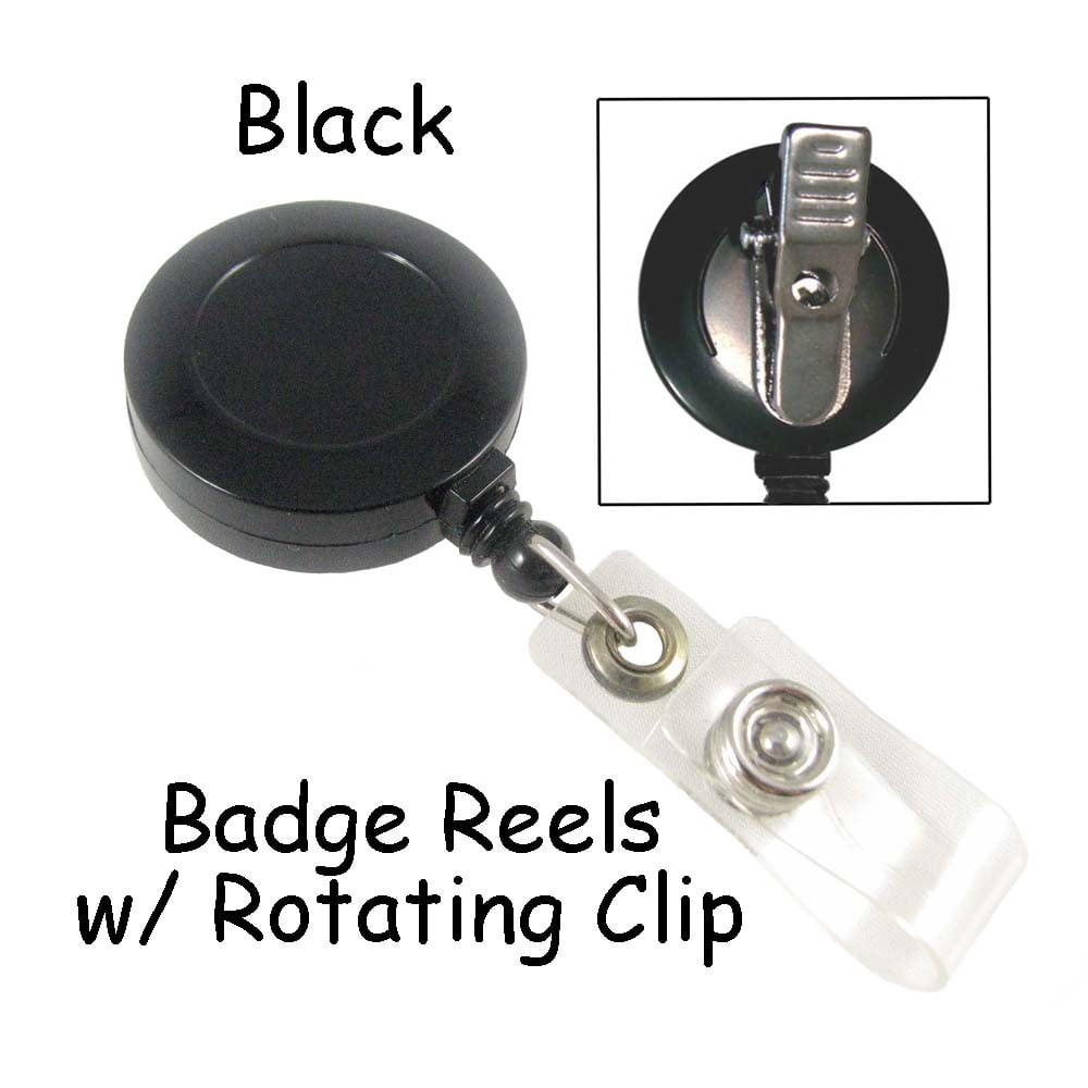Badge Reels Retractable with Rotating Clip and Plastic Strap