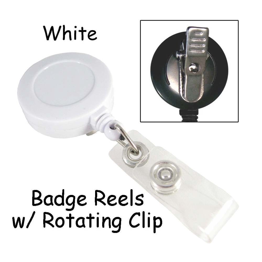 Badge Reels Retractable with Rotating Clip and Plastic Strap
