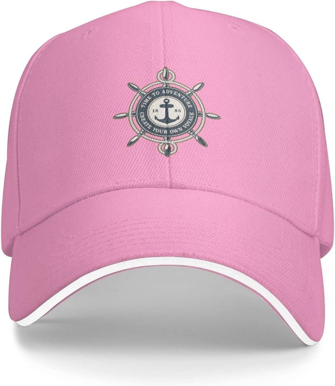 Badge with Ship's Wheel and Anchor Rope Baseball Cap Sandwich Brim Hats