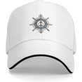 Badge with Ship's Wheel and Anchor Rope Baseball Cap Sandwich Brim Hats