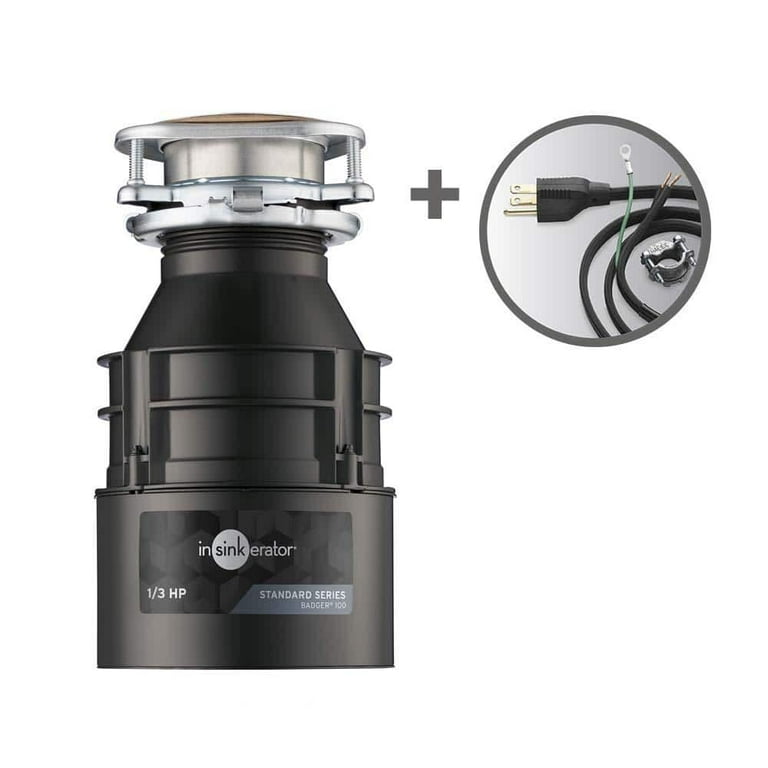 InSinkErator Badger 100 1/3 HP Continuous Feed Garbage Disposal with Power Cord Kit Included InSinkErator Badger 100 1/3 HP Continuous Feed Garbage Disposal with Power Cord Kit Included