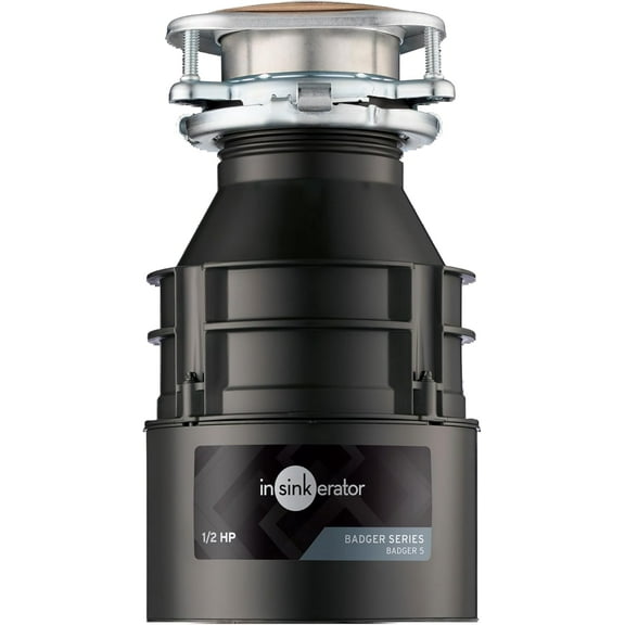 Badger 5 Garbage Disposal, Standard Series 1/2 HP Continuous Feed Food Waste Disposer, Black, Set of 1