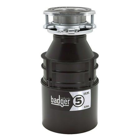 InSinkerator - Badger 5 Lift and Latch Standard Series 1/2 HP Continuous Feed Garbage Disposal with Power Cord - Gray