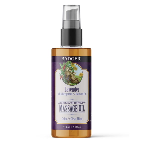 Badger Aromatherapy Massage Oil, Lavender, 4 fl oz