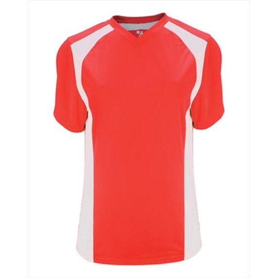 Badger 6171 B-Core Ladies Triple Play Contrast Panel Athletic Jersey - Hot Coral & White, Small