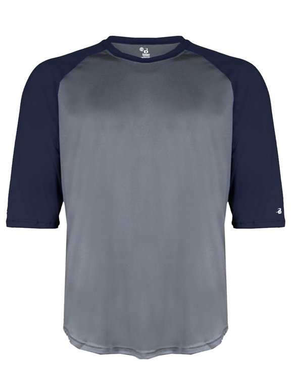 B-Core Three-Quarter Sleeve Baseball T-Shirt 4133 - Graphite/Navy - 2X-Large