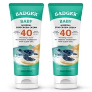 Badger Baby Mineral-Based Sunscreen Cream, SPF 40, Zinc Oxide, Reef-Safe, 2.9 fl oz, 2 Pack