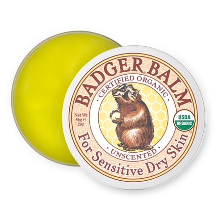 Badger Unscented Balm for Chapped Hands with Organic Beeswax and Extra Virgin Olive Oil for Hydration, 2 oz