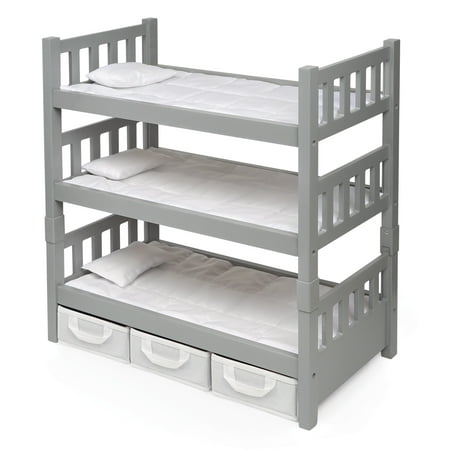 product image of Badger Basket 1-2-3 Convertible Bunk Bed, Baskets & Stick-On Decals for 20 inch Dolls - Gray