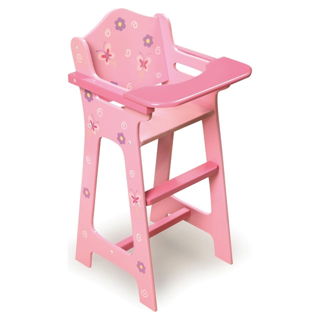Badger Basket Blossoms and Butterflies Doll High Chair Feeding Seat for 18 inch Dolls - Pink