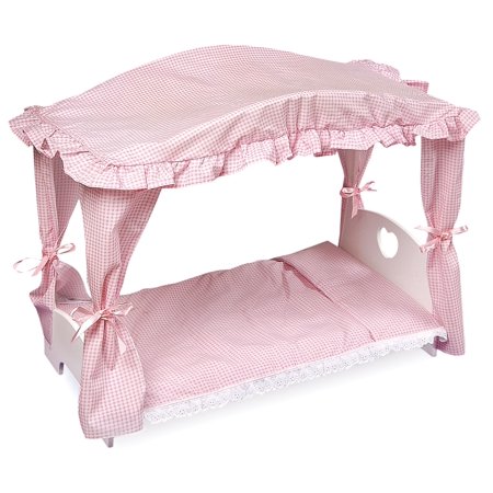 Badger Basket Canopy Doll Bed with Bedding - White/Pink