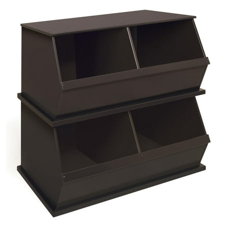 Badger Basket Children's 2-Bin Stackable Wooden Storage Cubby 5.3 Cu ft. – Espresso