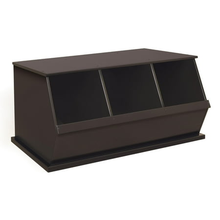 Badger Basket Children's Wooden 33 gal Three-Bin Toy Storage Cube, Espresso