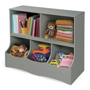 Badger Basket Children's Wood Multi-Bin 41 gal Toy Storage Cube, Gray