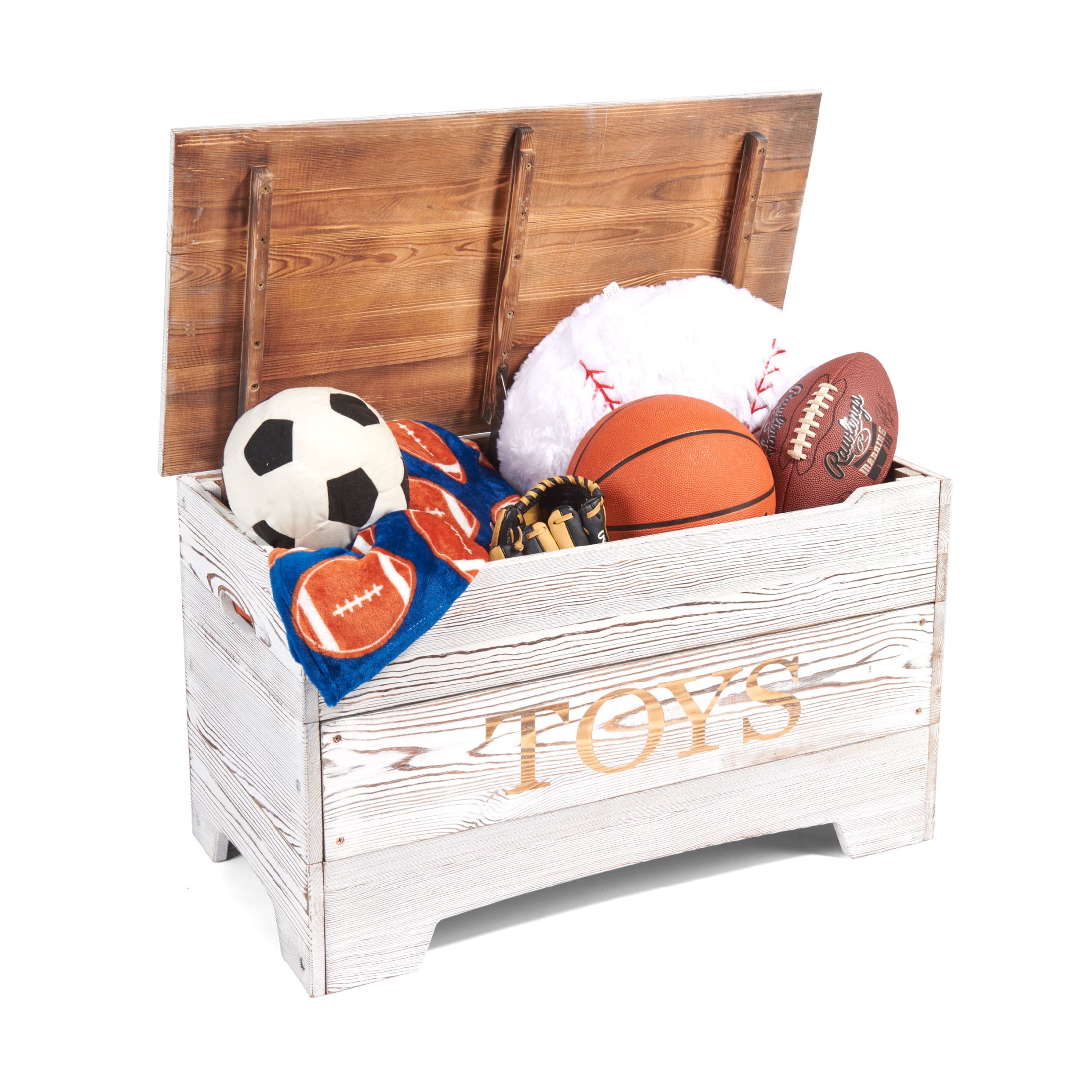 Badger Basket Children's Solid Wood Rustic Toy Box 3.3 Cu ft. - Distressed White