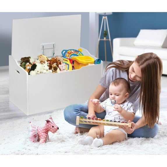 Badger Basket Child's Wooden 25 gal Bench Top Toy Box, White
