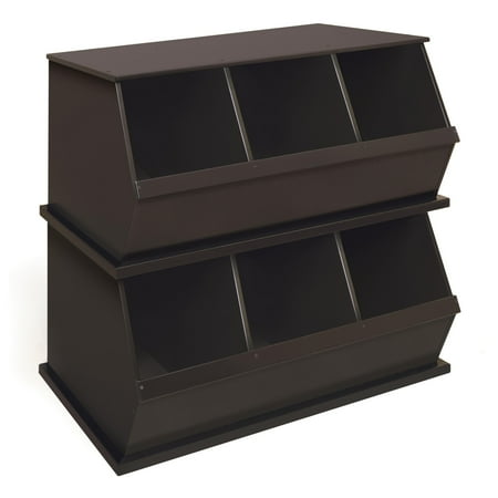 Badger Basket Children's Wooden 33 gal Three-Bin Toy Storage Cube, Espresso