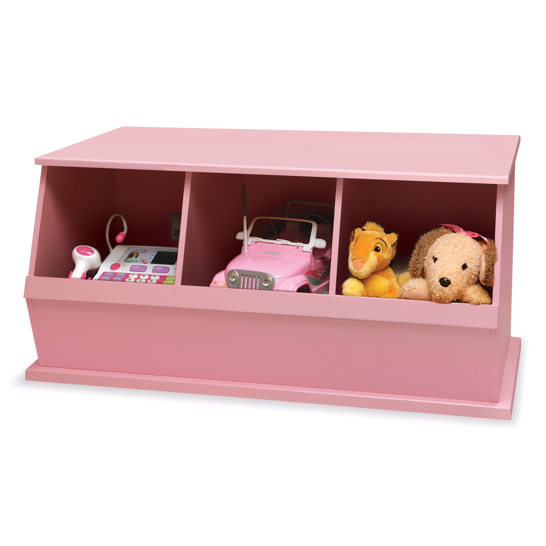Pink Stackable MDF Three-Bin Kids Storage Cubby