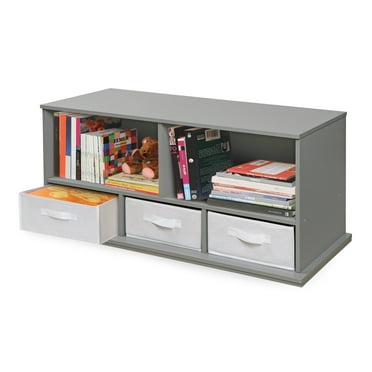 Badger Basket Children’s Wooden Storage Cubby and 3-Bin Organizer 5.8 Cu ft. - Gray