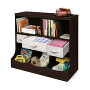 Badger Basket Childrens Wooden Combo Bin with Three Baskets 55 gal Toy Storage Cube, Espresso