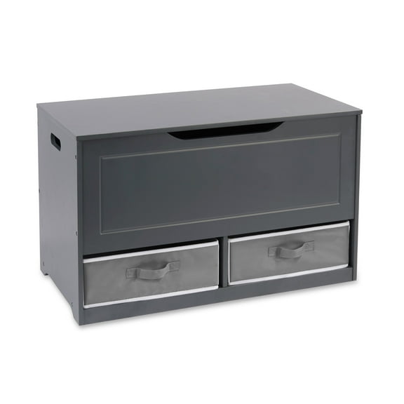 Badger Basket Children's Wooden Up & Down Toy Box and Storage Bench 3.8 Cu ft. - Charcoal