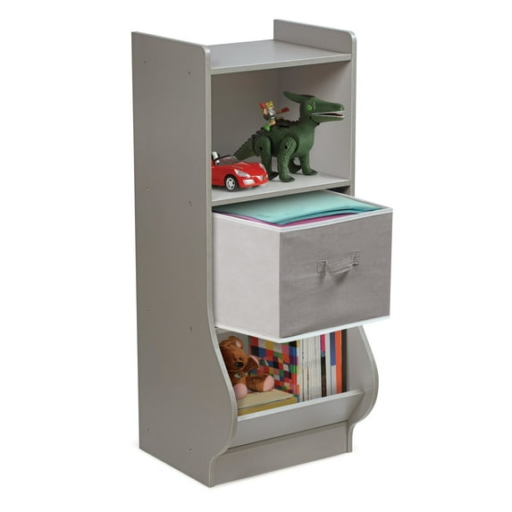 Badger Basket Children's Wooden Upright Toy Storage Nook with Fabric Bin 3 Cu ft. - Gray