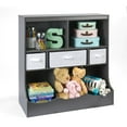 thumbnail image 1 of Badger Basket Combo Bin Wood Toy Storage Organizer with Three Baskets 8.6 Cu ft. - Charcoal, 1 of 9
