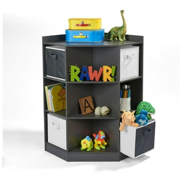 Badger Basket Corner Cubby Storage Unit with Four Reversible Baskets 9.8 Cu ft. - Charcoal