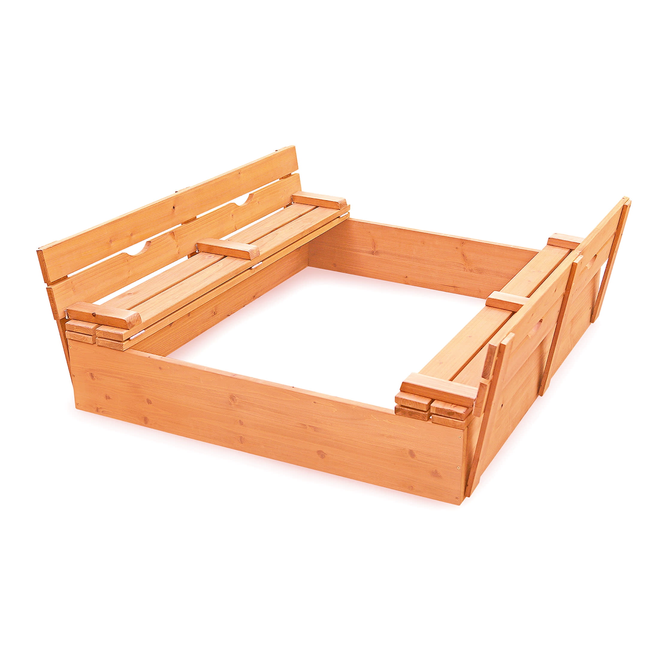 Natural Cedar Wood Sandbox with Convertible Benches