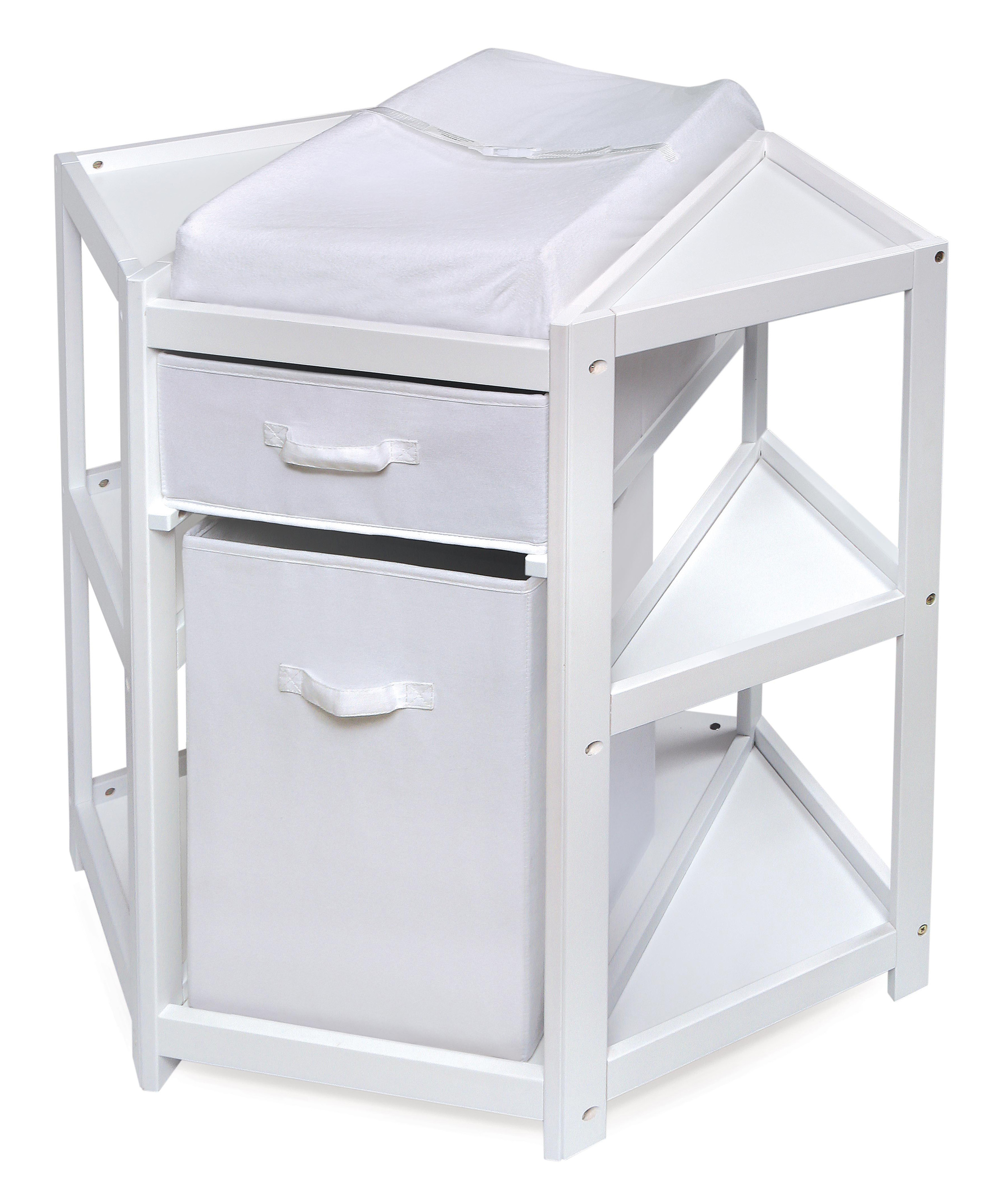 Badger Basket Diaper Corner Baby Changing Table with Hamper and Basket - White - image 1 of 9