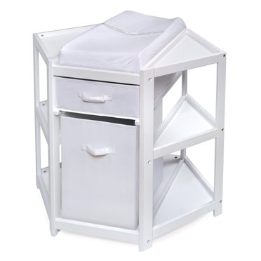 Badger Basket Sleigh Style Baby Changing Table with 6 Baskets – White