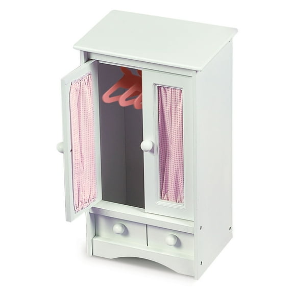 Badger Basket Doll Clothing Armoire with Hangers for Dolls up to 22 inches - White