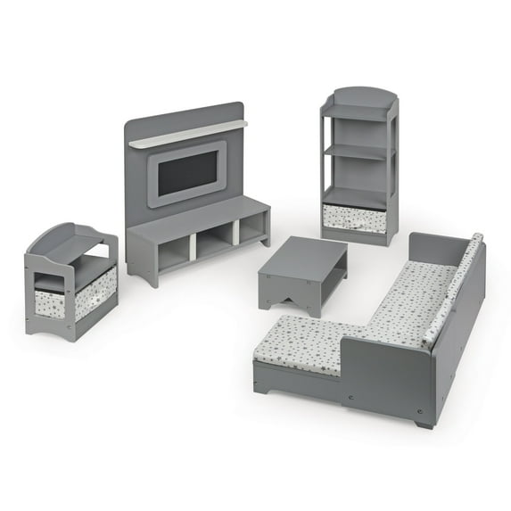 Badger Basket Doll Media Room Furniture Set for 18 inch Dolls - Gray/White