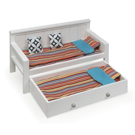 Badger Basket Doll Sofa and Daybed Combo with Trundle Bed for 18 inch dolls - White/Multi