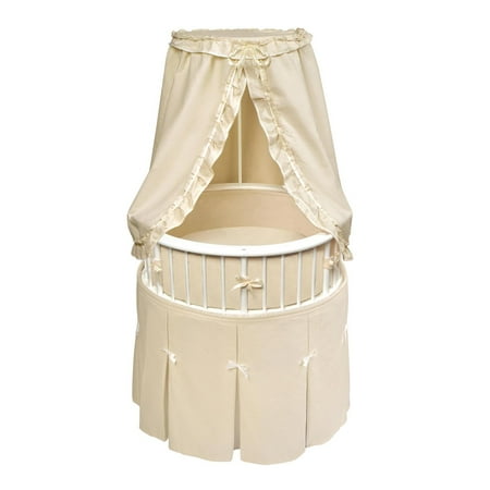 Badger Basket - Elegance Bassinet, White With Ecru Waffle Bedding