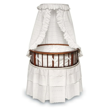 Badger Basket Elegance Round Baby Bassinet with Canopy - Cherry/White
