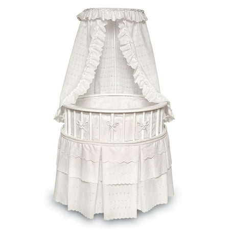 Badger Basket Elegance Round Baby Bassinet with Canopy - White