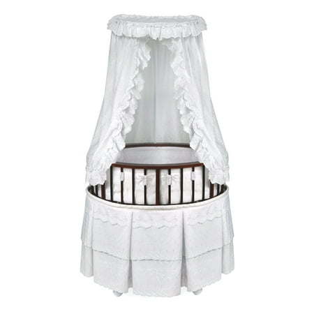 Badger Basket Elite Oval Baby Bassinet with Canopy - Cherry/White