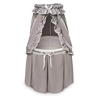 Badger Basket Wishes Oval Bassinet, Full Length Skirt, Gray Bedding