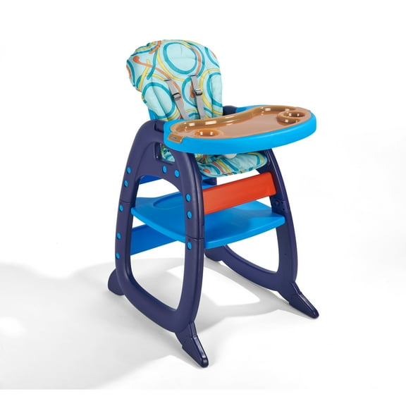 Badger Basket Envee II Baby High Chair with Play Table Conversion - Blue/Orange