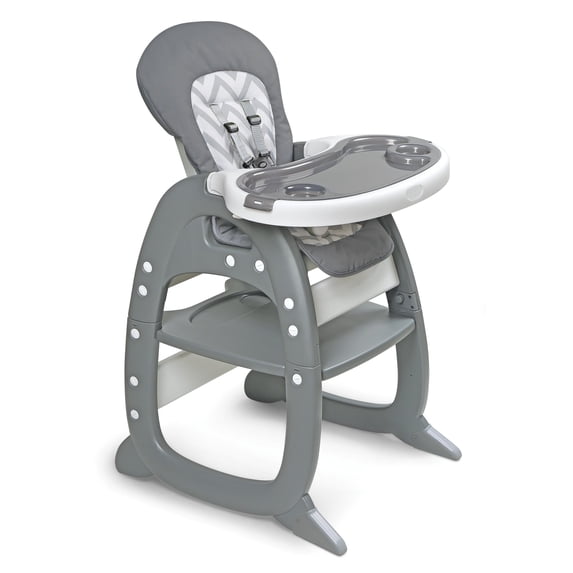 Badger Basket Envee II Baby High Chair with Playtable Conversion - Gray/Chevron