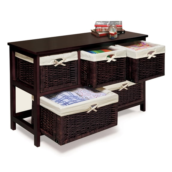 Badger Basket Five Drawer Storage Unit with Wicker Baskets -Espresso