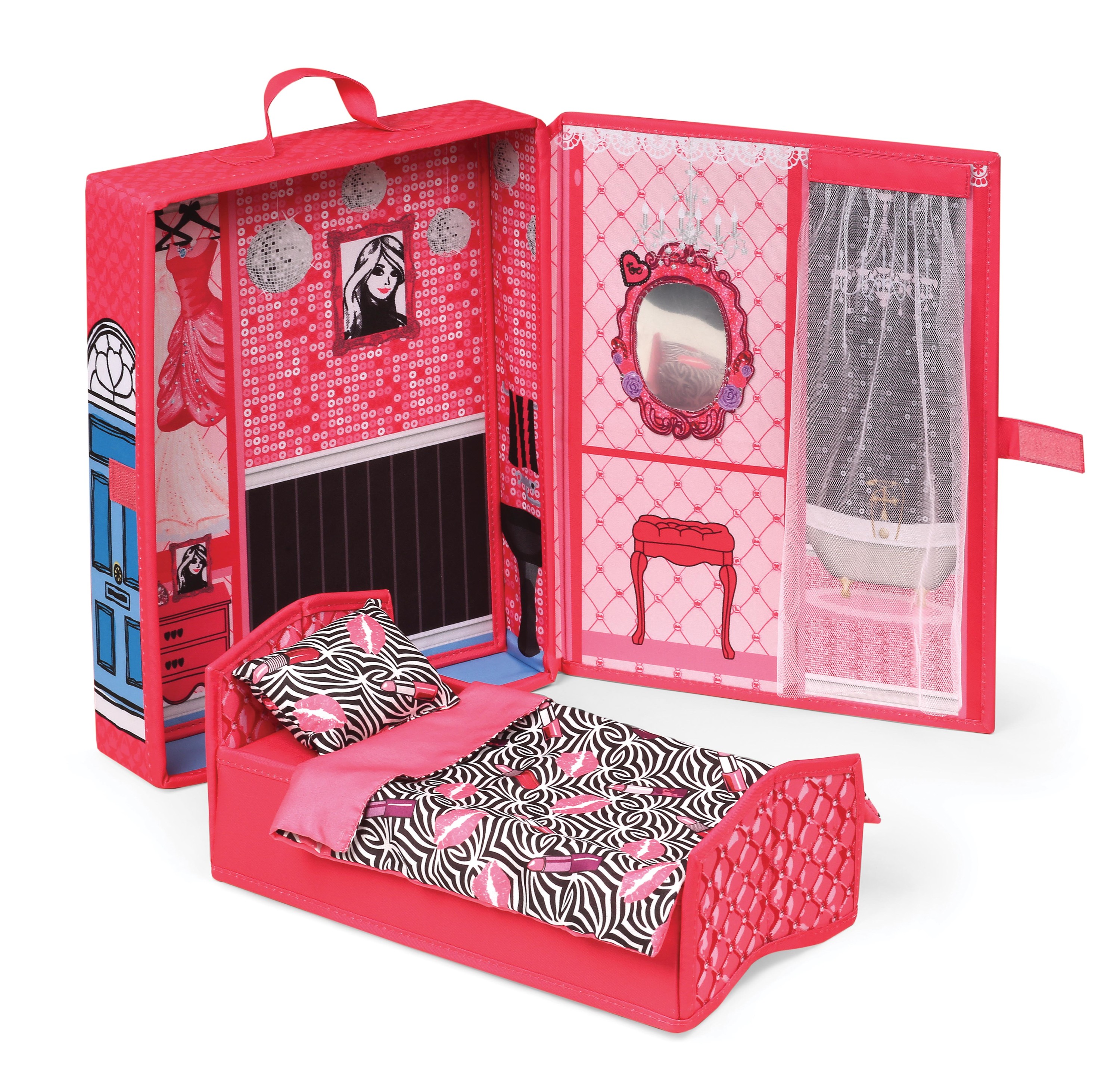 Badger Basket Home & Go Dollhouse Playset Travel Storage Case with Bed for 12 inch Fashion Doll - image 1 of 11