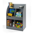 thumbnail image 1 of Badger Basket Children’s Wooden Four-Bin 34 gal Toy Storage Cubby with Bookshelf, Charcoal, 1 of 9