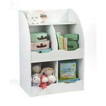 Badger Basket Children’s Wooden Four-Bin 34 gal Toy Storage Cubby with Bookshelf, White