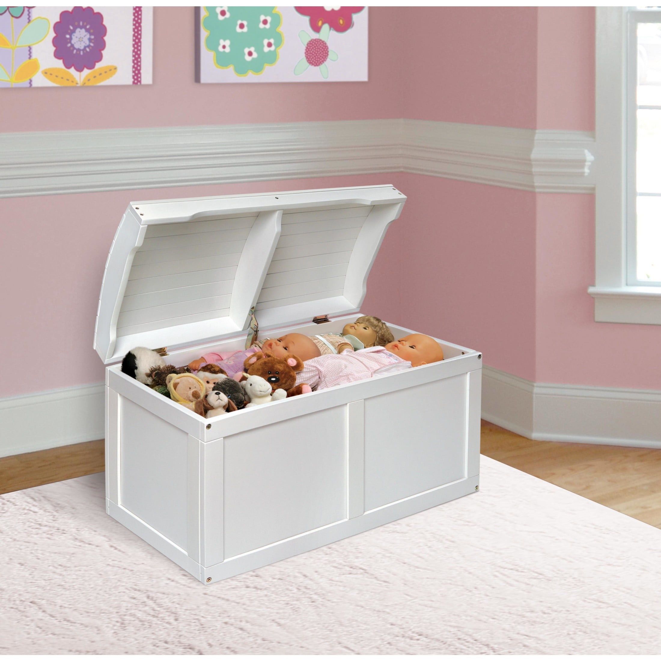Badger Basket Child's Wooden 25 gal Barrel Top Toy Chest, White